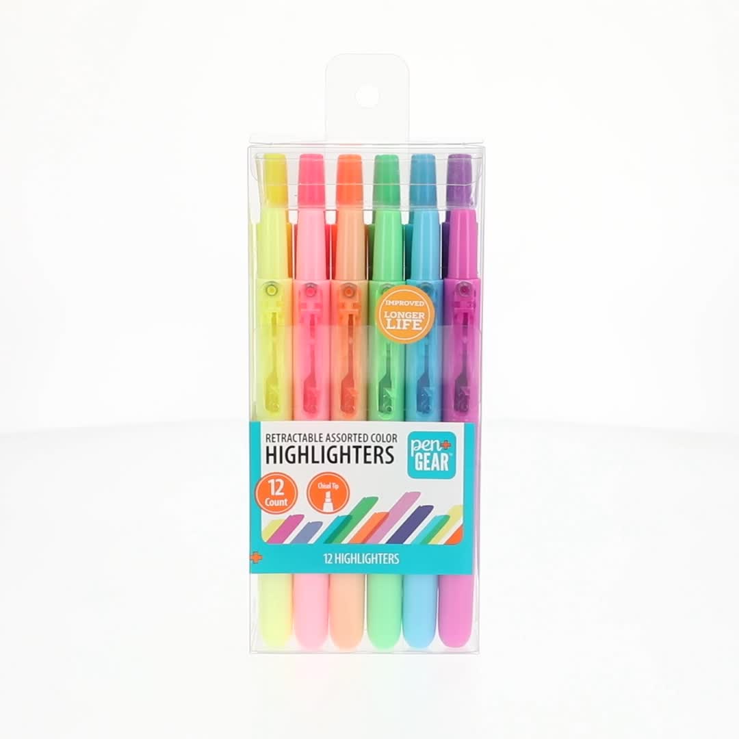Pen+Gear Retractable Highlighters Chisel Tip Assorted Neon Colors