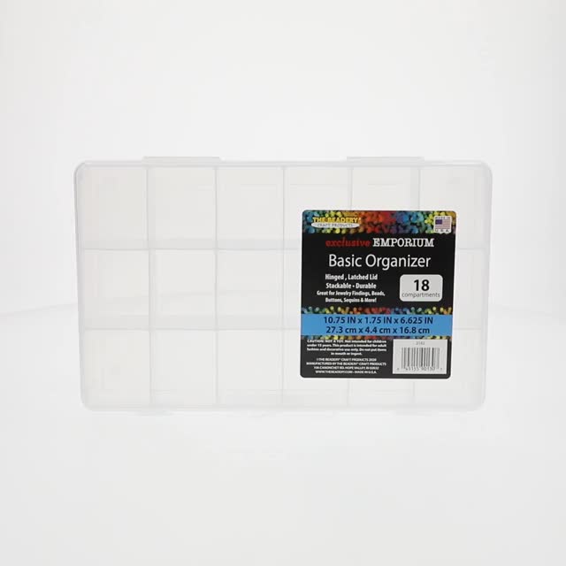 The Beadery 18 Compartment Clear Plastic Organizer Box, Craft and