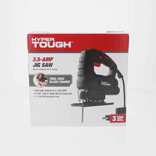 Hyper Tough Corded Jigsaw 3.5 Amp 120V with Variable Speed, Bevel