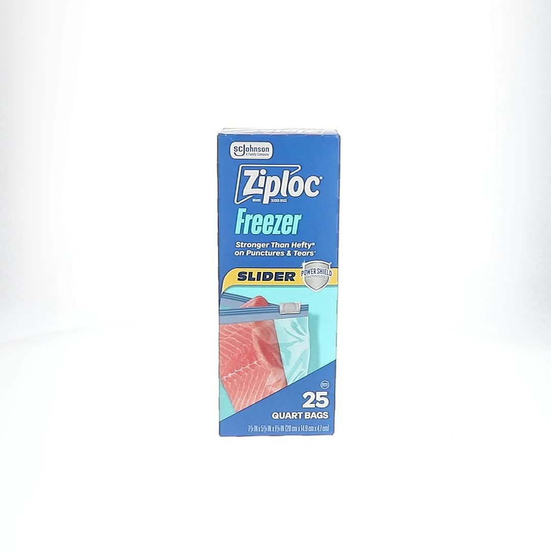 Ziploc Brand Quart Size Slider Freezer Bags with Power Shield