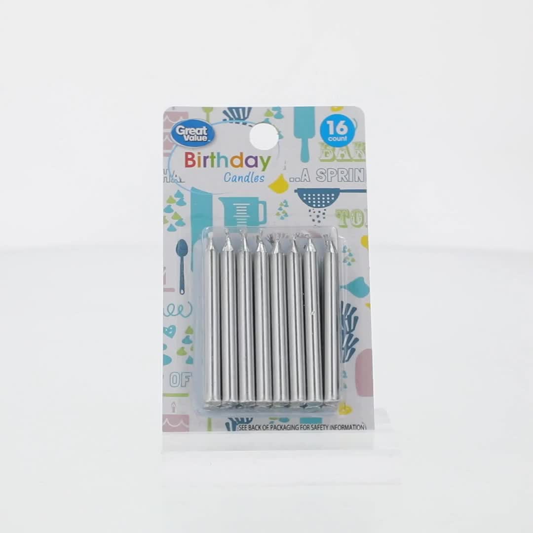 Great Value Silver Birthday Candles 16 Count for Cakes and
